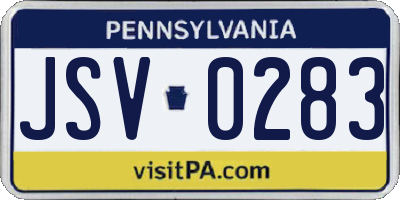 PA license plate JSV0283