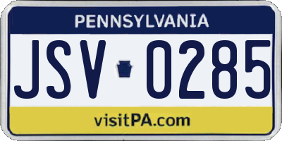 PA license plate JSV0285