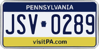 PA license plate JSV0289