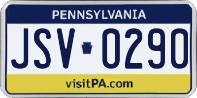 PA license plate JSV0290