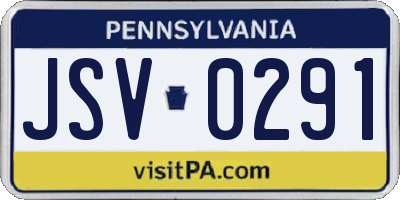 PA license plate JSV0291