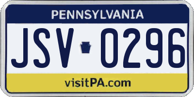 PA license plate JSV0296