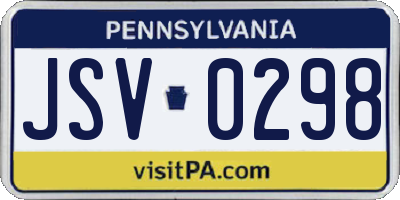 PA license plate JSV0298