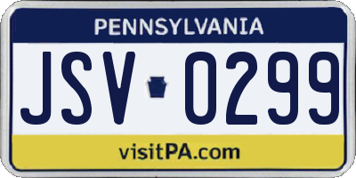 PA license plate JSV0299