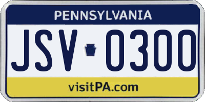 PA license plate JSV0300