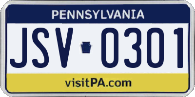 PA license plate JSV0301