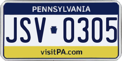 PA license plate JSV0305