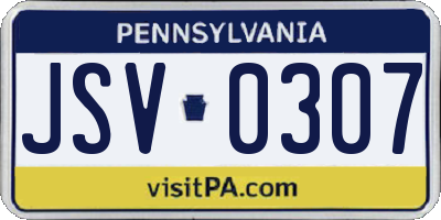 PA license plate JSV0307