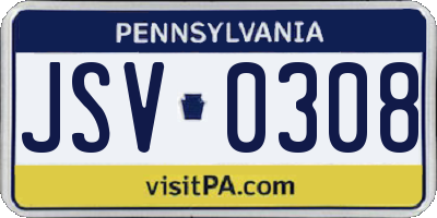 PA license plate JSV0308