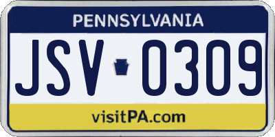 PA license plate JSV0309