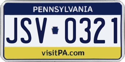 PA license plate JSV0321