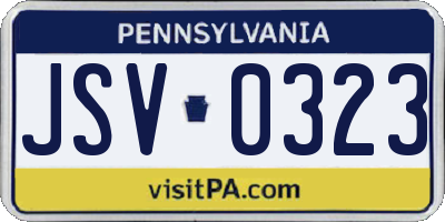 PA license plate JSV0323