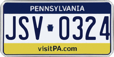 PA license plate JSV0324