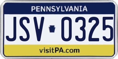 PA license plate JSV0325