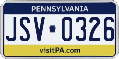PA license plate JSV0326