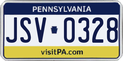 PA license plate JSV0328