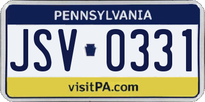 PA license plate JSV0331