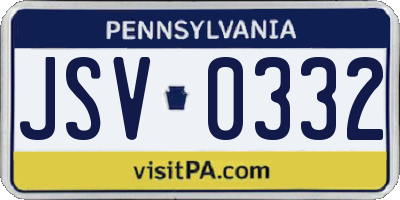PA license plate JSV0332
