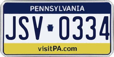 PA license plate JSV0334