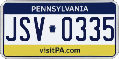 PA license plate JSV0335