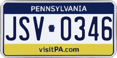 PA license plate JSV0346