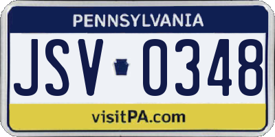 PA license plate JSV0348