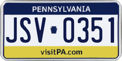 PA license plate JSV0351