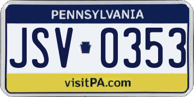 PA license plate JSV0353