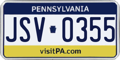 PA license plate JSV0355