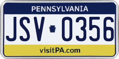 PA license plate JSV0356