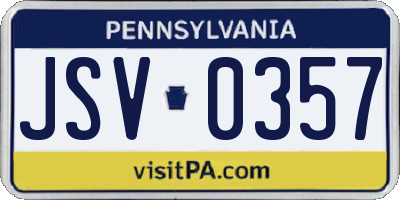 PA license plate JSV0357
