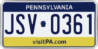 PA license plate JSV0361