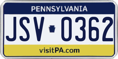 PA license plate JSV0362