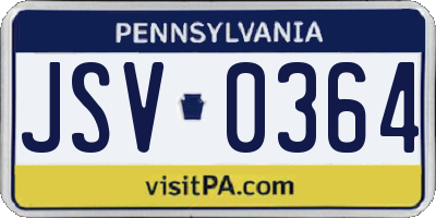 PA license plate JSV0364