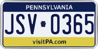 PA license plate JSV0365