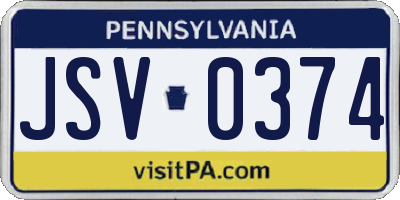 PA license plate JSV0374
