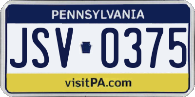 PA license plate JSV0375