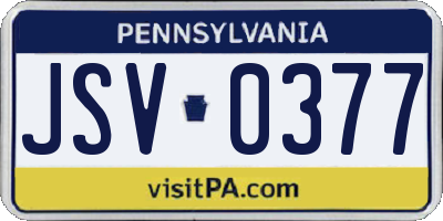 PA license plate JSV0377
