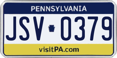 PA license plate JSV0379