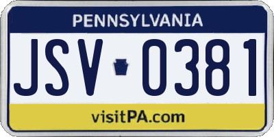 PA license plate JSV0381