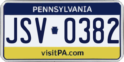 PA license plate JSV0382