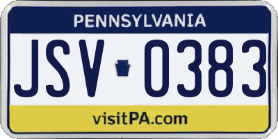 PA license plate JSV0383