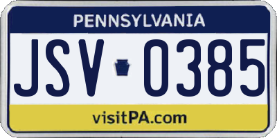 PA license plate JSV0385