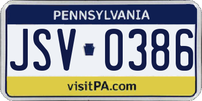 PA license plate JSV0386