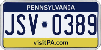 PA license plate JSV0389