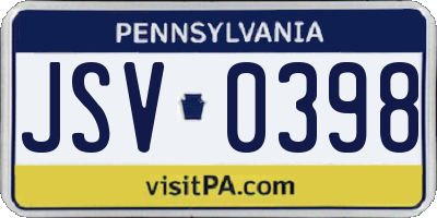 PA license plate JSV0398