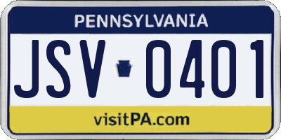 PA license plate JSV0401
