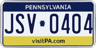 PA license plate JSV0404