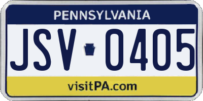 PA license plate JSV0405