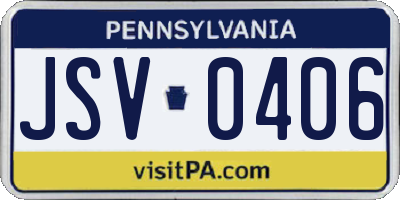 PA license plate JSV0406